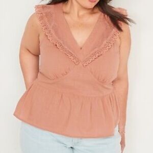 Old Navy Flutter Sleeve Crochet Lace Tie Back‎ Top Plus Size 3X